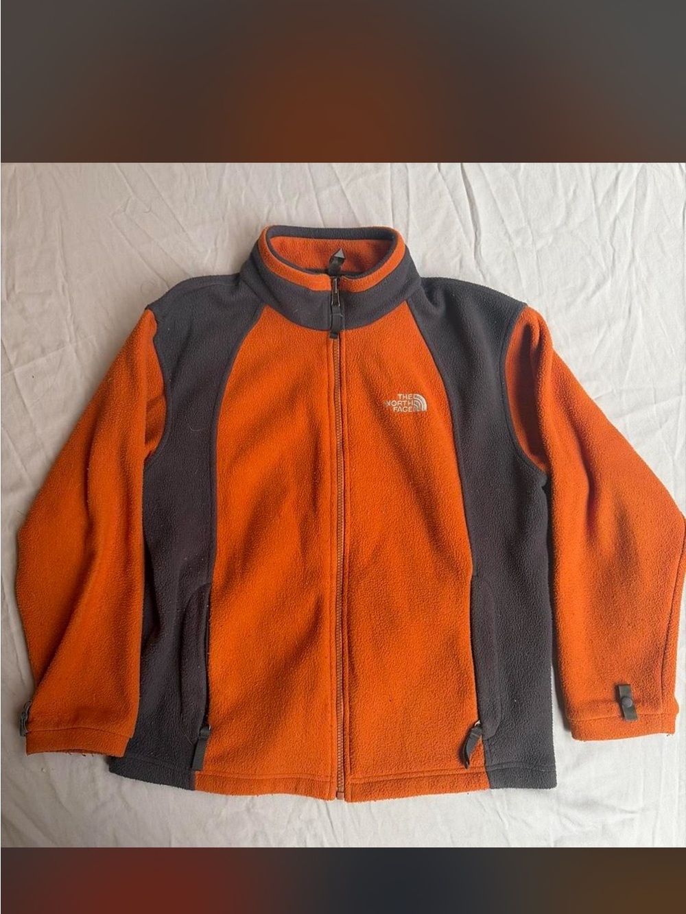 The North Face Kids Orange and Gray Full-Zip Fleece Jacket